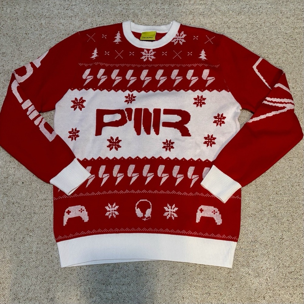 PWR.SUPPLY Sweater PWR UP Lightning Bolt Snowflake Gaming &Content Creator Sz XL - Picture 3 of 8